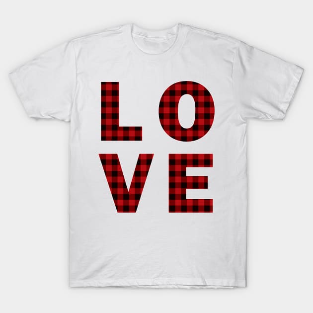 Buffalo plaid pattern LOVE T-Shirt by CMDesign